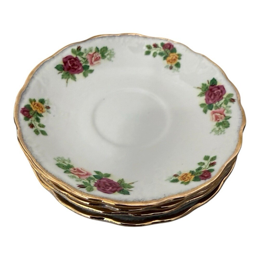 Vintage Floral China Set 20pc Plates Cups Gold Trim Roses Lot - Picture 5 of 16
